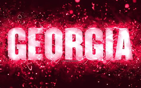 Happy Birtay Georgia, pink neon lights, Georgia name, creative, Georgia ...