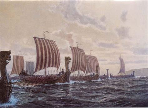 Viking fleet on a raid | Viking ship, Viking history, Fantasy art illustrations