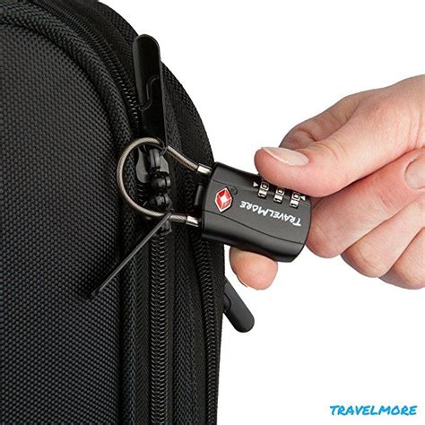 TSA Approved Travel Combination Cable Luggage Locks for Suitcases & Backpacks - 1 Pack of Black ...