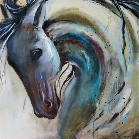 ‘Changing the Atmosphere’ blue abstract horse painting by artist Cher ...