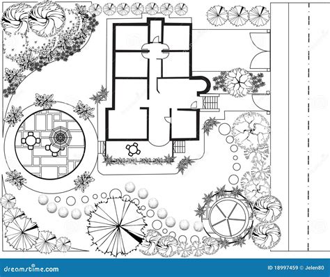 Garden Plan Black And White Cartoon Vector | CartoonDealer.com #18997485