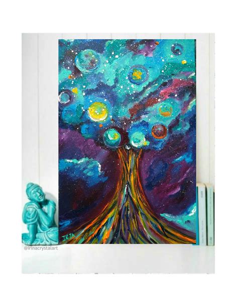 Galaxy Tree Of Life Wall Art Canvas Cosmic Tree Oil Painting | Etsy