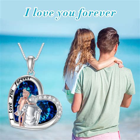 Father Daughter Necklace Crystal Heart Pendent Necklace Birthday Chris ...