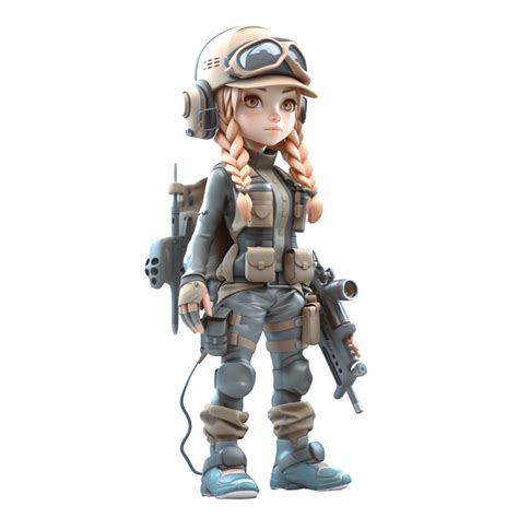 Girl Power in Camo A 3D Cute Girl in Army Uniform PNG Transparent ...