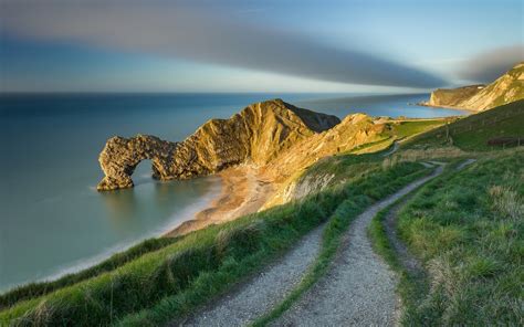 nature, Landscape, England, UK, Hill, Sky, Clouds, Durdle Door, Coast ...