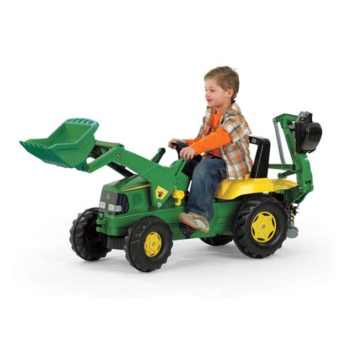 Rolly Toys John Deere Ride On Pedal Powered Tractor Loader with Working Backhoe - Walmart.com