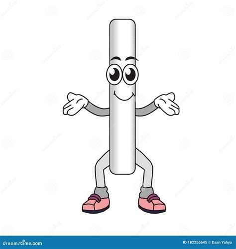 Happy White Chalk Cartoon with a White Background Stock Illustration ...