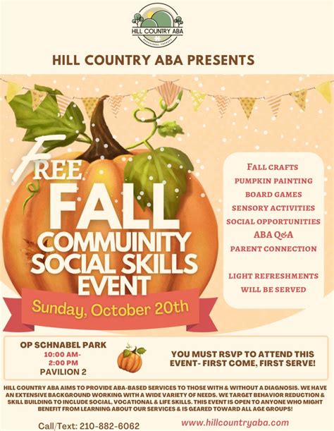 Free Fall Community Social Skills Event | OP Schnabel Park, San Antonio, TX | October 20, 2024