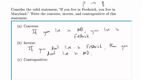 Logic Example: Converse, Inverse, and Contrapositive - YouTube