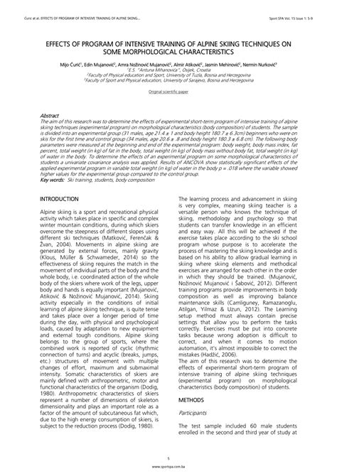 (PDF) EFFECTS OF PROGRAM OF INTENSIVE TRAINING OF ALPINE SKIING ...