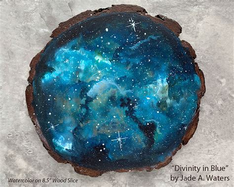 Wall Hangings Wall Décor Home & Living Blue Galaxy wood slice painting ...