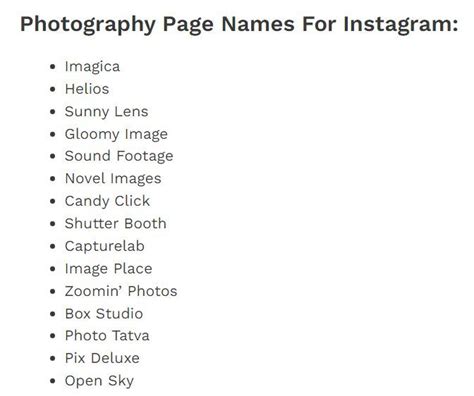 Photography Page Names For Instagram | Name for instagram, Photography ...