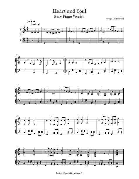 Heart and Soul - Hoagy Carmichael (Easy Piano Version) sheet music for Piano download free in ...