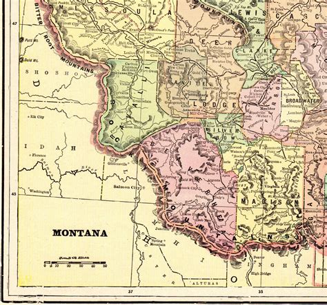 1901 Antique MONTANA State Map George Cram Atlas Map of | Etsy ...