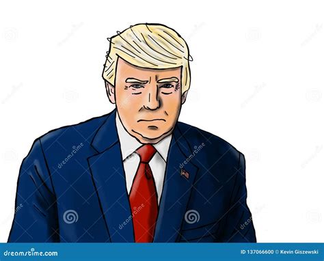 President Donald J Trump Drawing Editorial Image - Illustration of ...