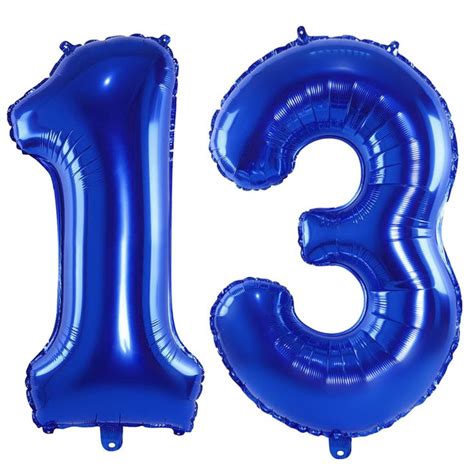 40 Inch Navy Blue Number 13 Balloons Jumbo Huge Royal Blue Number Digital Balloon 13th Large ...