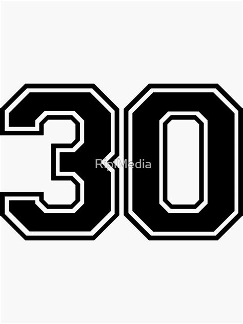 "Varsity Team Sports Uniform Number #30 - Black" Sticker by RiplMedia | Redbubble