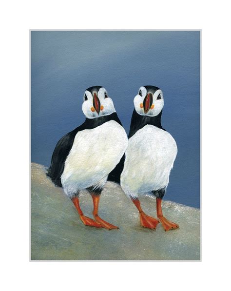 Puffins Standing Painting With Acrylics Art Print Sea and - Etsy