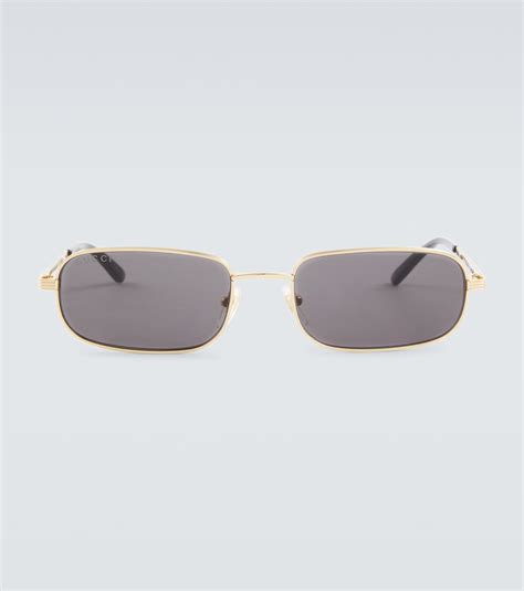 Logo rectangular sunglasses in grey - Gucci | Mytheresa