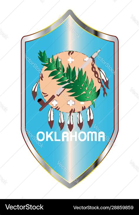 Oklahoma state flag on a crusader style shield Vector Image