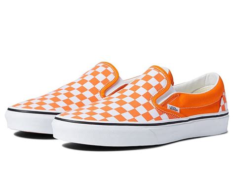 Vans classic slip on skate shoes checkerboard orange tiger true white – Artofit