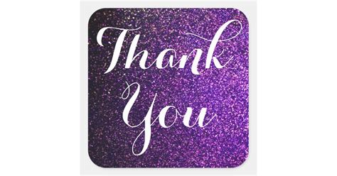 thank you stickers purple glitter | Zazzle