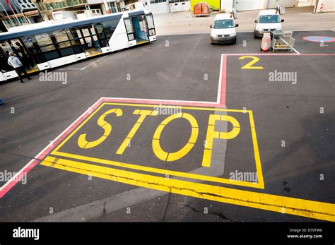 Airport bus shuttle waits for passengers in Ljubljana airport Stock Photo - Alamy