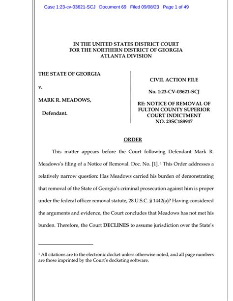 Judge Steve Jones rules against Mark Meadows bid to move prosecution to ...