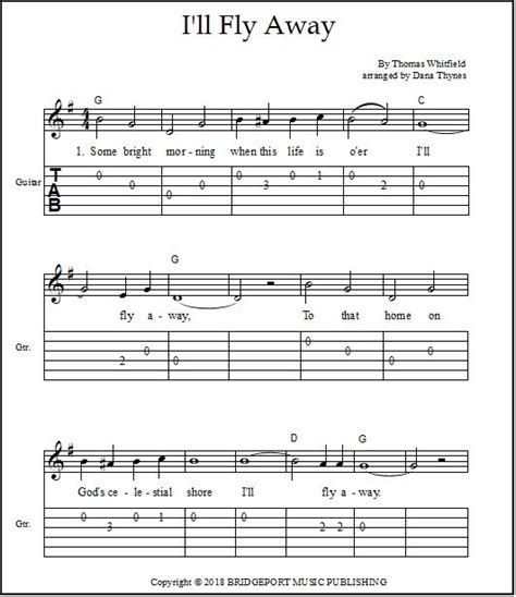 "I'll Fly Away": for Lead Sheet & Duet, Guitar Tabs, & Piano