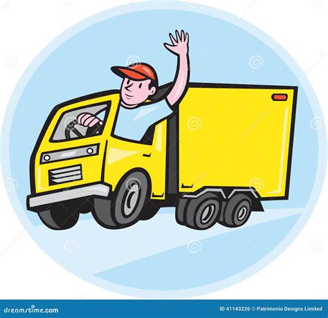 Delivery Truck Driver Waving Cartoon Stock Vector - Image: 41143226