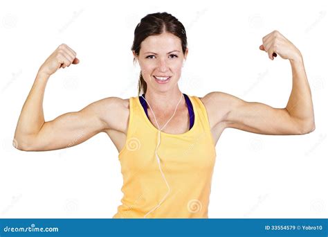 Strong Beautiful Woman Flexing Biceps Stock Image - Image of cutout, effort: 33554579