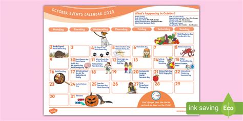 October Events Calendar 2023 (ティーチャーメイド)