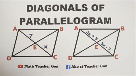 Diagonals of Parallelogram - Properties of Parallelogram - YouTube