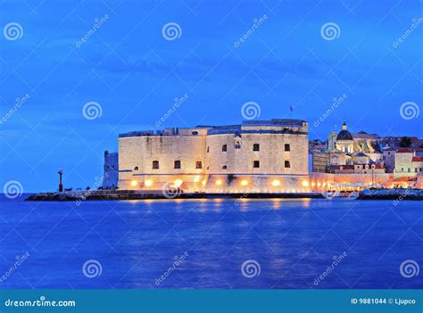 An Old City of Dubrovnik by Night, C Stock Photo - Image of famous ...