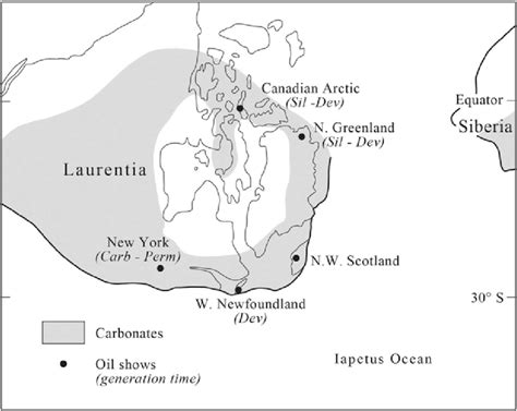 Map of Laurentia (after McKerrow et al. 1991), showing location of... | Download Scientific Diagram