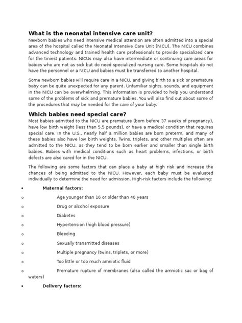Neonatal Intensive Care Unit | PDF | Neonatal Intensive Care Unit | Preterm Birth