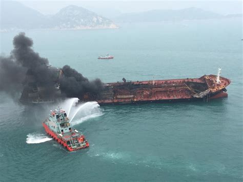 Oil tanker explodes and burns off Hong Kong's coast