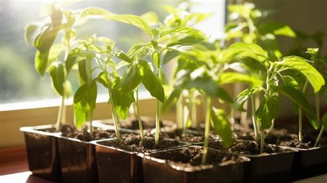 Premium AI Image | Tomato seedlings in containers