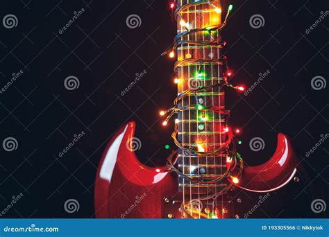 Abstract Guitar with Festive Christmas Multicolor Lights Stock Photo - Image of holiday ...