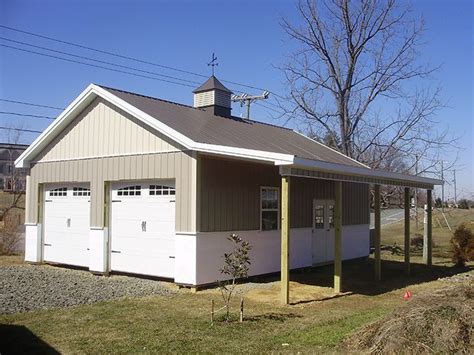 Lean-To on Two-Tone Garage | Building a pole barn, Pole building garage, Metal garage buildings