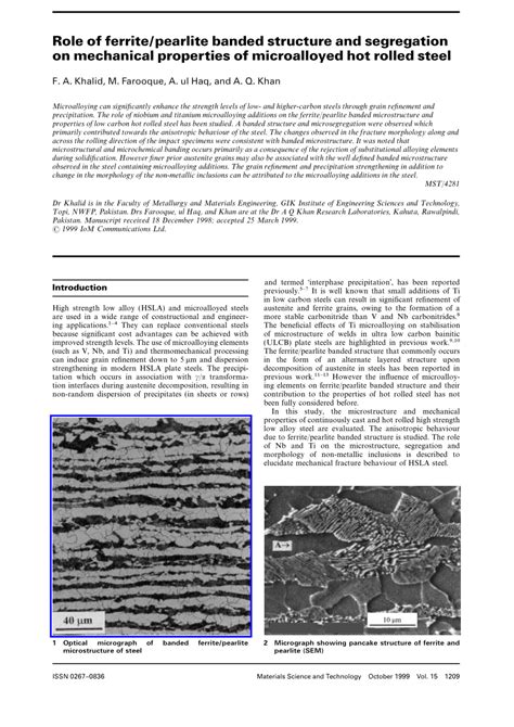 (PDF) Role of ferrite/pearlite banded structure and segregation on mechanical properties of ...