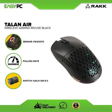 EasyPC | RAKK Talan Air Wireless Gaming Mouse Black or White / TALAN AIR Battery For Desktop PC ...