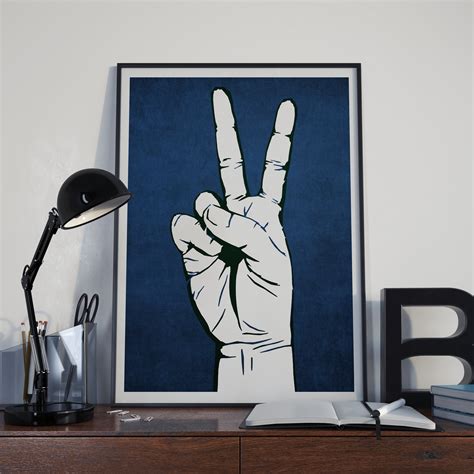 Peace Sign Wall Art Street Art Peace Sign Vintage Blue - Etsy UK