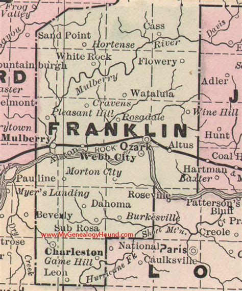 Franklin County, Arkansas 1889 Map | Franklin county, Arkansas, Franklin