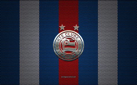 EC Bahia logo, Brazilian football club, metal emblem, blue-red-white ...