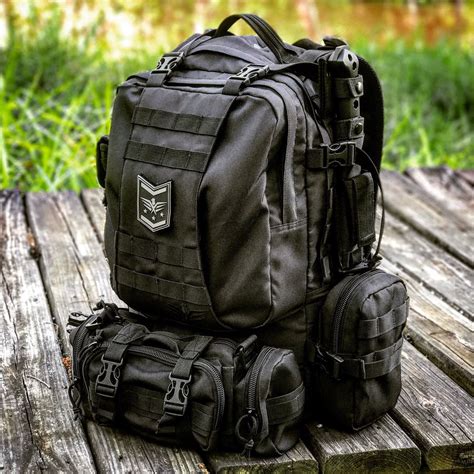 two backpacks sitting on top of a wooden table