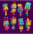 Kids letters and numbers set cartoon bold style Vector Image