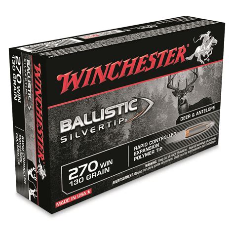 Winchester Ballistic Silvertip, .270 Winchester, BST, 130 Grain, 20 Rounds - 29127, .270 ...