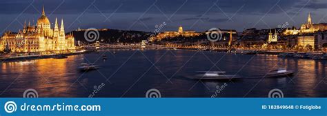 Budapest Panorama at Night with Parliament Building and Castle ...