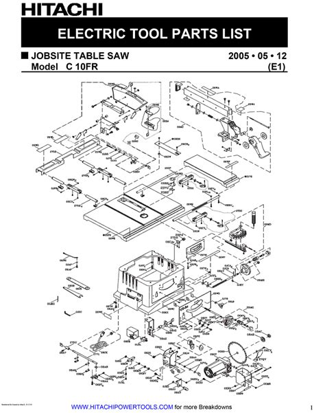 Hitachi C10FR Parts - Jobsite Table Saw - Hitachi Table Saw Parts - Hitachi Parts - Tool Parts